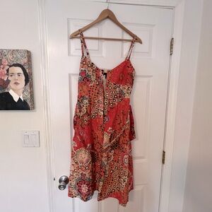 Jcrew cotton vibrant pattern and colors beautiful buttons down dress